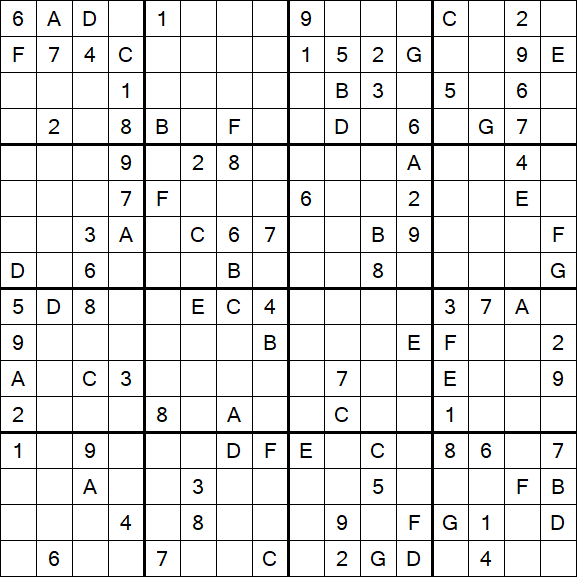 Sudoku 16x16 - Difícil