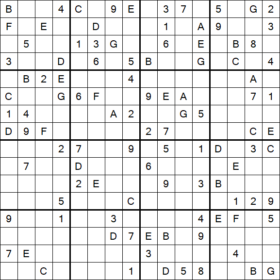 Sudoku 16x16 - Difícil
