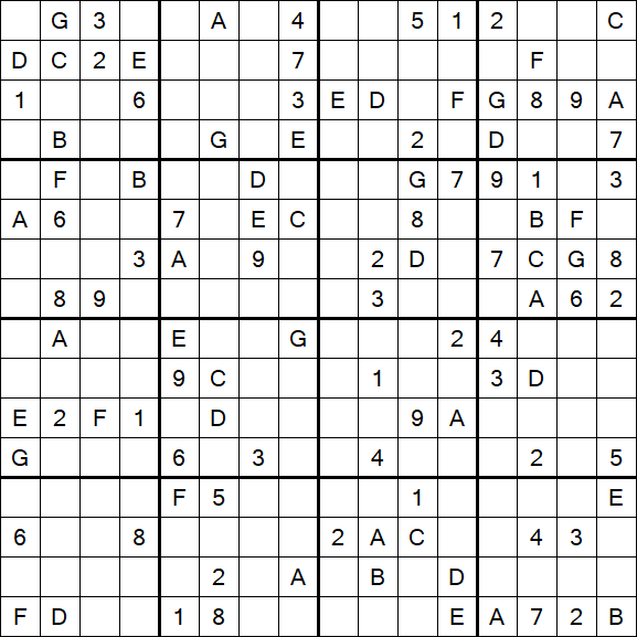 Sudoku 16x16 - Difícil
