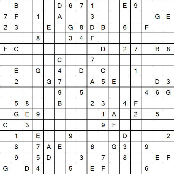 Sudoku 16x16 - Difícil