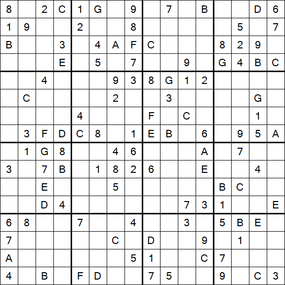 Sudoku 16x16 - Difícil