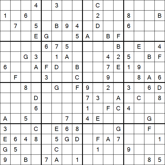 Sudoku 16x16 - Difícil