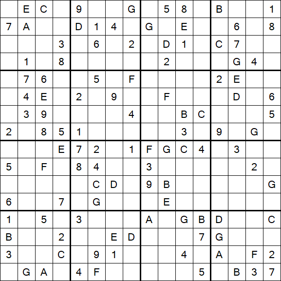 Sudoku 16x16 - Difícil