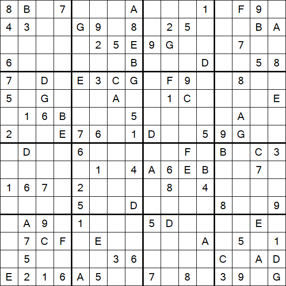 Sudoku 16x16 - Hard