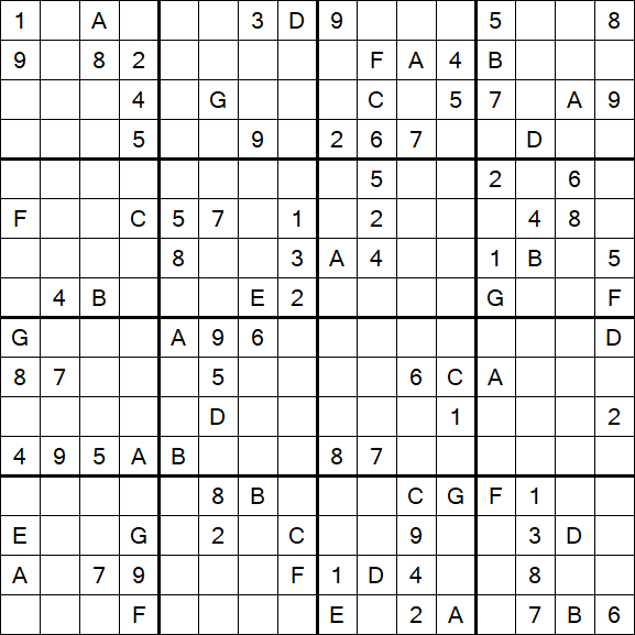 Sudoku 16x16 - Hard