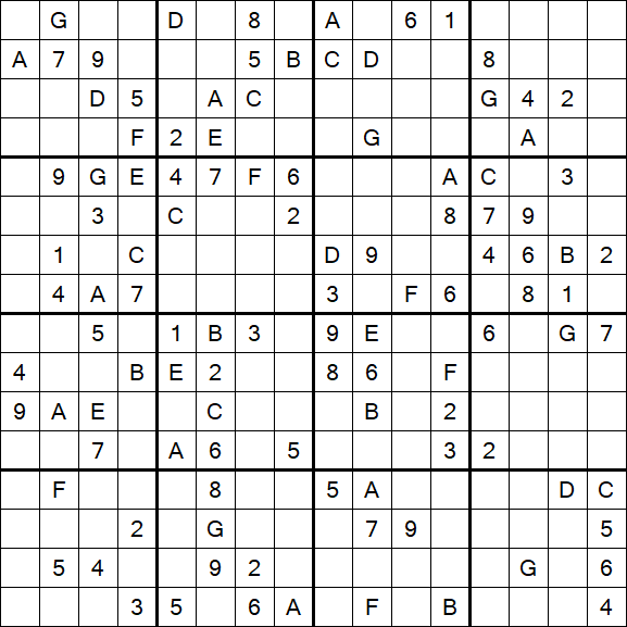 Sudoku 16x16 - Hard