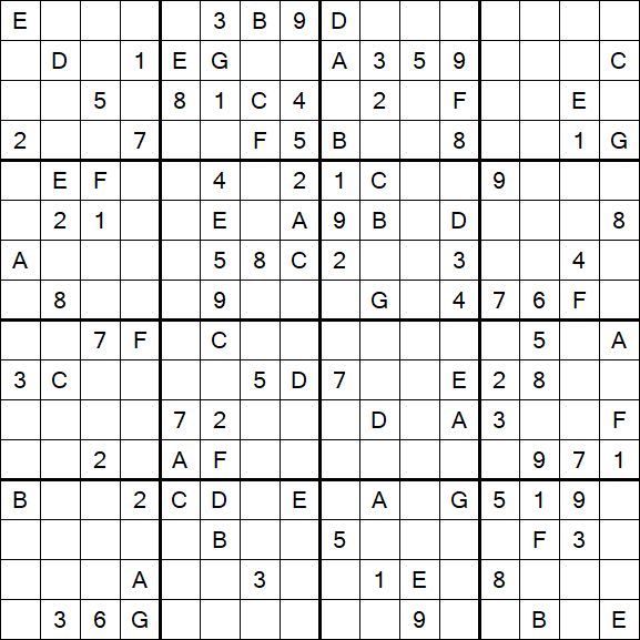 Sudoku 16x16 - Hard