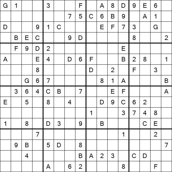 Sudoku 16x16 - Hard