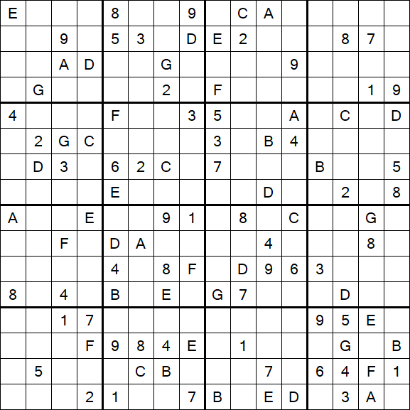 Sudoku 16x16 - Hard