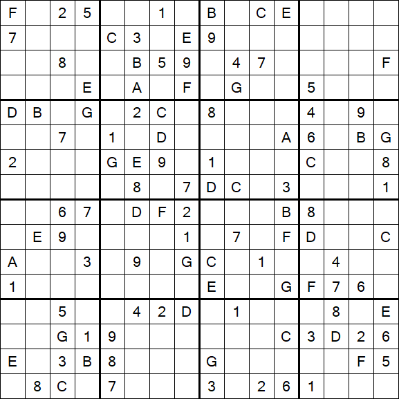 Sudoku 16x16 - Hard