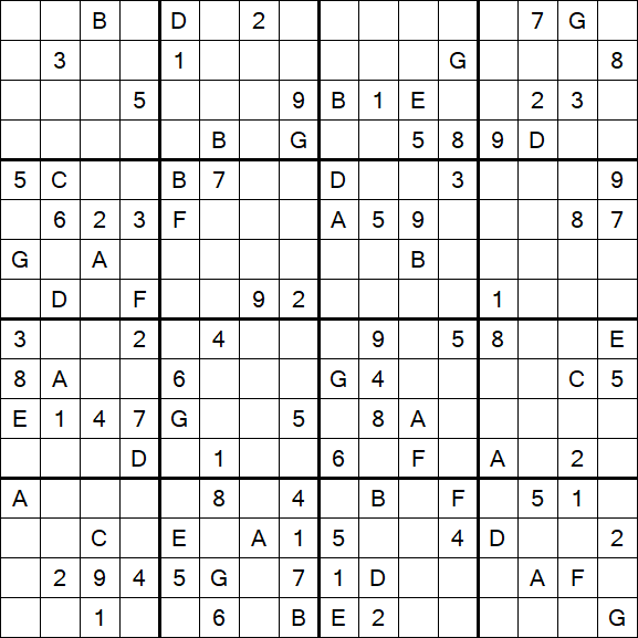 Sudoku 16x16 - Hard
