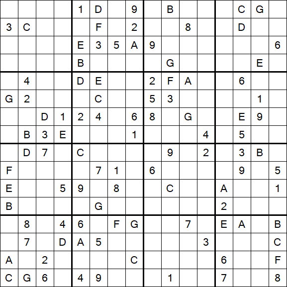 Sudoku 16x16 - Hard