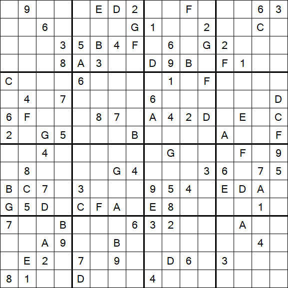 Sudoku 16x16 - Hard