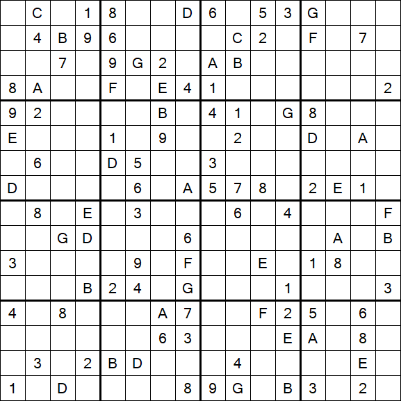 Sudoku 16x16 - Hard