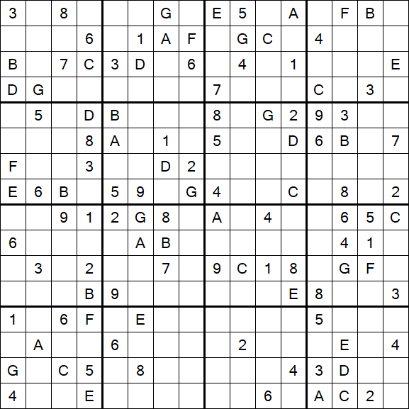 Sudoku 16x16 - Hard