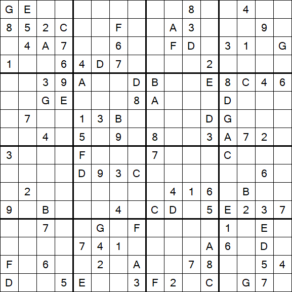 Sudoku 16x16 - Hard