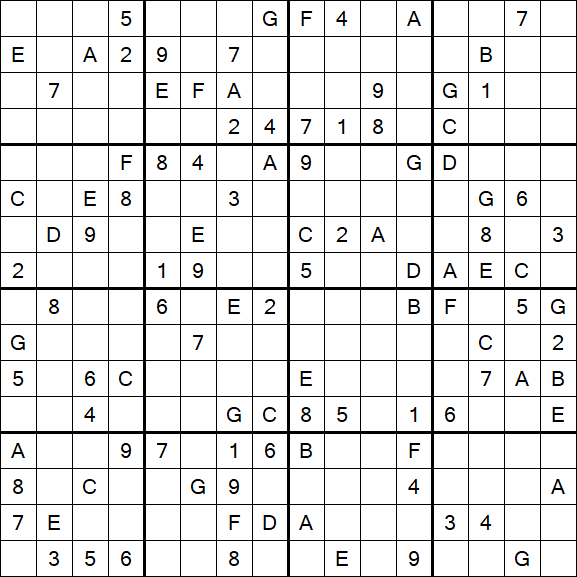 Sudoku 16x16 - Hard