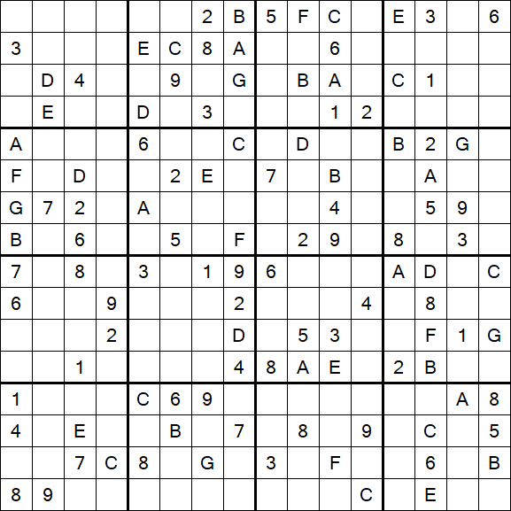 Sudoku 16x16 - Hard