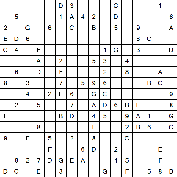 Sudoku 16x16 - Hard