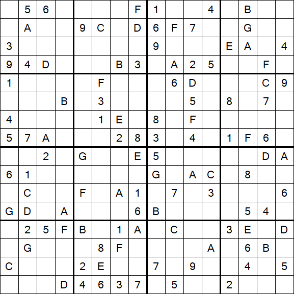 Sudoku 16x16 - Hard