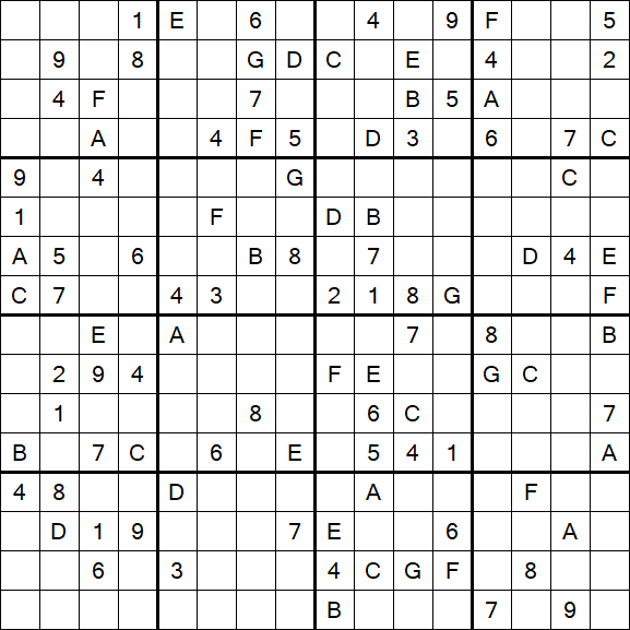 Sudoku 16x16 - Hard