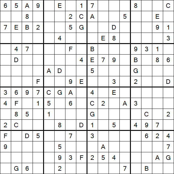 Sudoku 16x16 - Hard