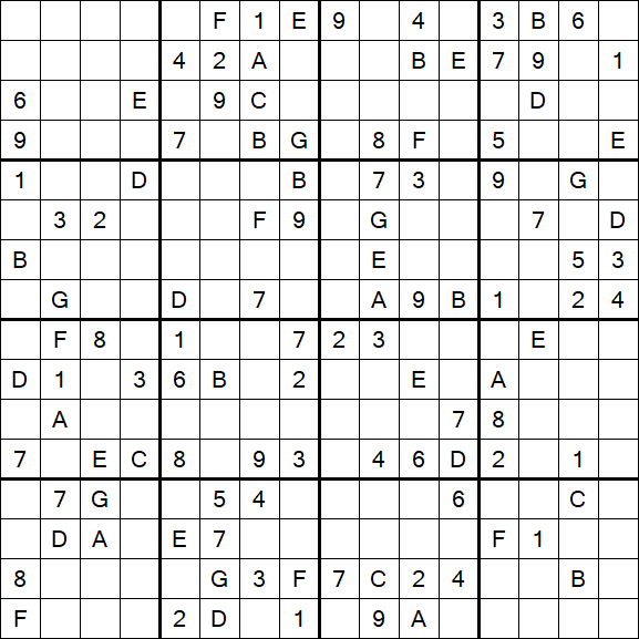 Sudoku 16x16 - Hard