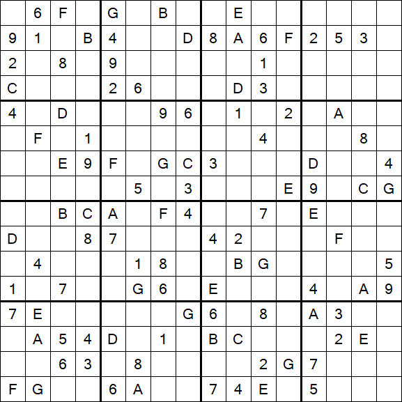 Sudoku 16x16 - Hard