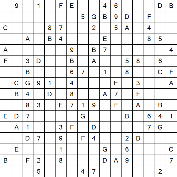 Sudoku 16x16 - Hard