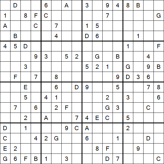 Sudoku 16x16 - Hard