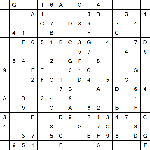Sudoku 16x16 - Hard