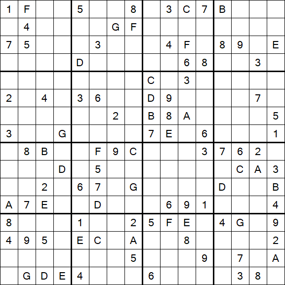 Sudoku 16x16 - Difficile