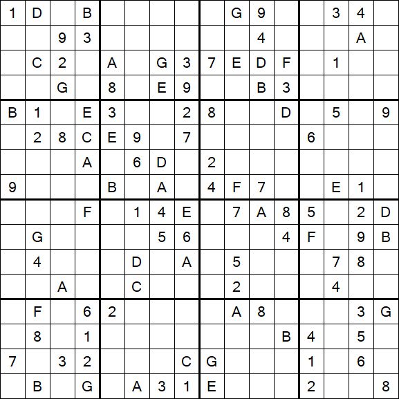 Sudoku 16x16 - Difficile