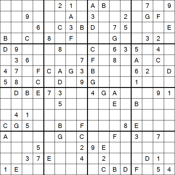 Sudoku 16x16 - Difficile