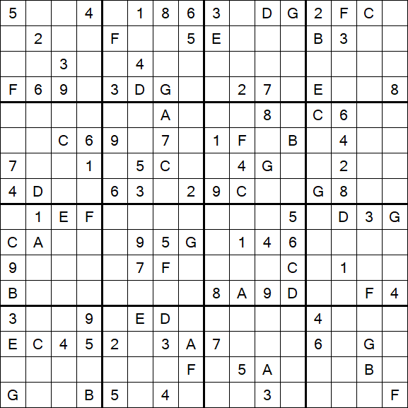 Sudoku 16x16 - Difficile