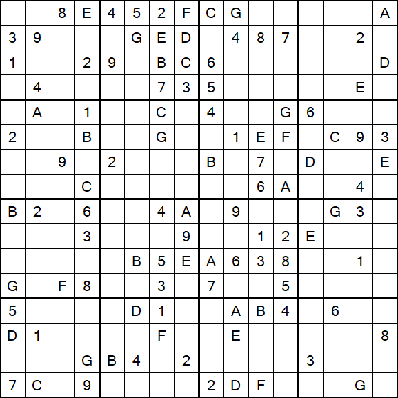 Sudoku 16x16 - Difficile