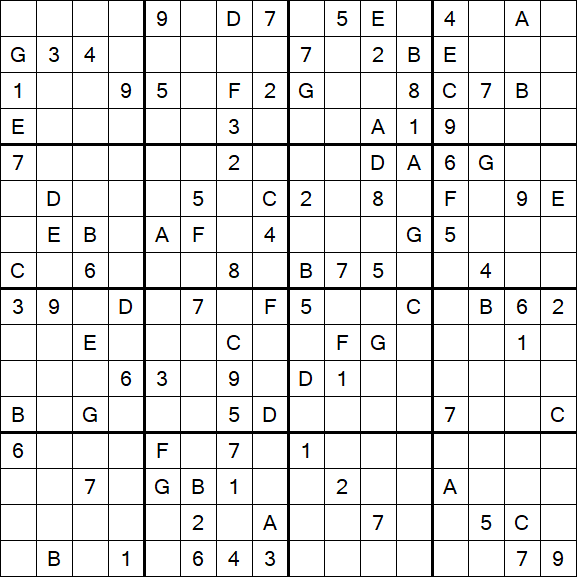 Sudoku 16x16 - Difficile