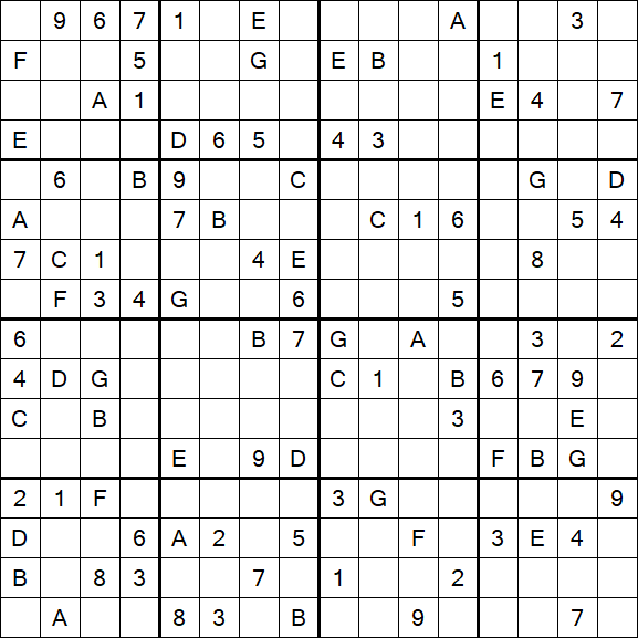 Sudoku 16x16 - Hard