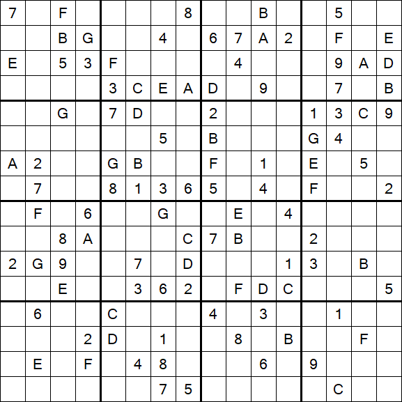 Sudoku 16x16 - Hard