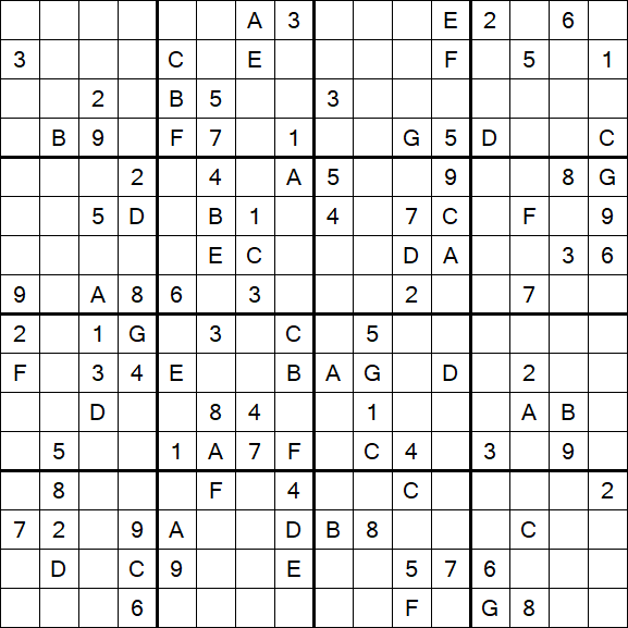 Sudoku 16x16 - Difficile