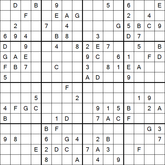 Sudoku 16x16 - Difficile