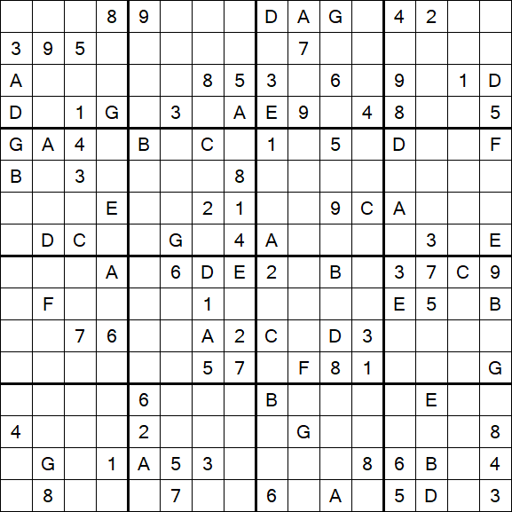 Sudoku 16x16 - Difficile