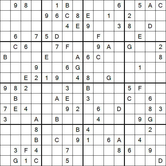 Sudoku 16x16 - Difficile