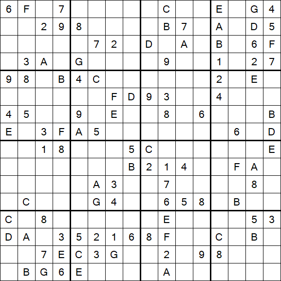 Sudoku 16x16 - Difficile