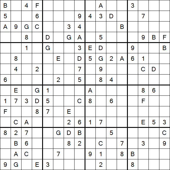 Sudoku 16x16 - Difficile