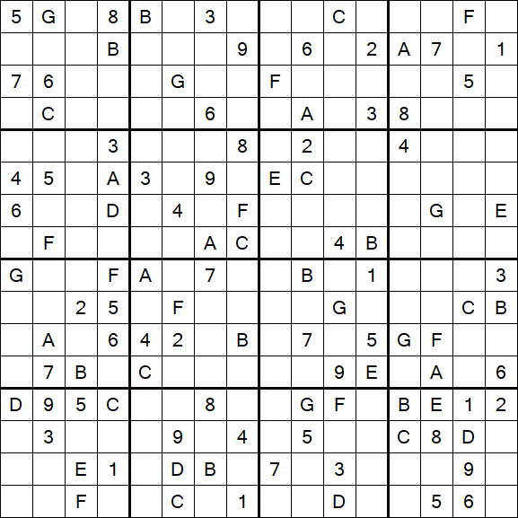 Sudoku 16x16 - Difficile