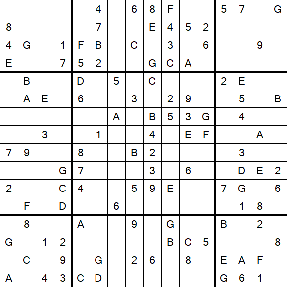 Sudoku 16x16 - Difficile