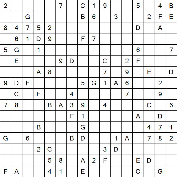 Sudoku 16x16 - Difficile