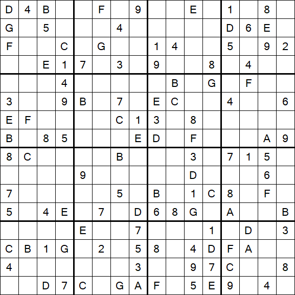 Sudoku 16x16 - Difficile