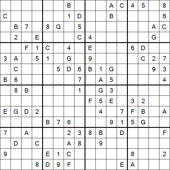 Sudoku 16x16 - Difficile